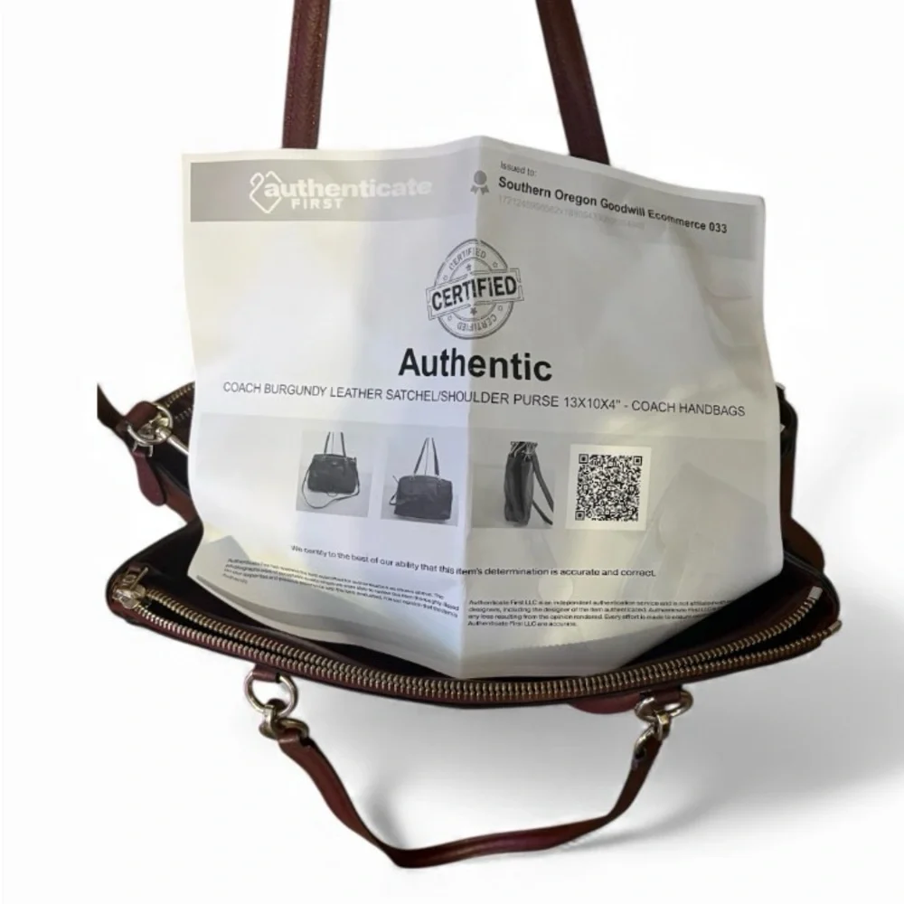Coach Christie Carryall Burgundy Crossgrain Leather COA